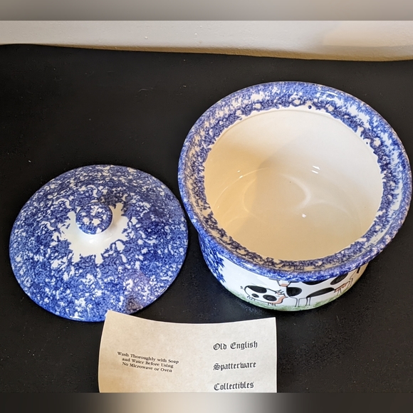 NWOB Molly Dallas Spatterware Multi-Purpose Pottery Covered Bowl w/Lid - Picture 2 of 4